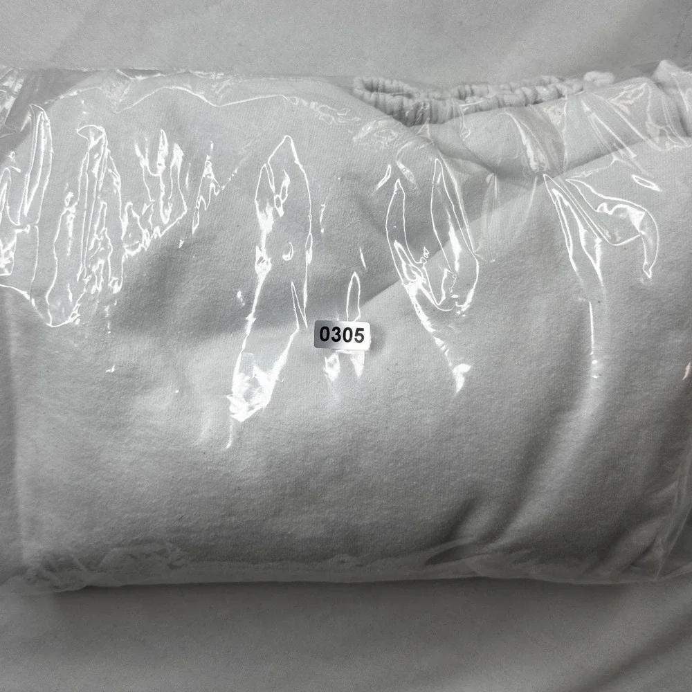 Jerzees NuBlend White Sweatpants Mens‎ Medium Elastic Waist Cuffs Fleece Joggers